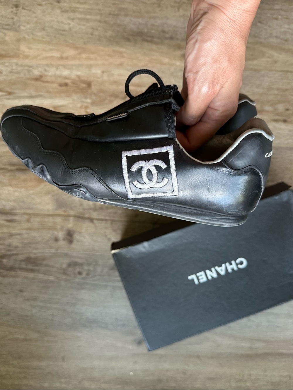 CHANEL Black Leather Sneakers - Picture 6 of 12